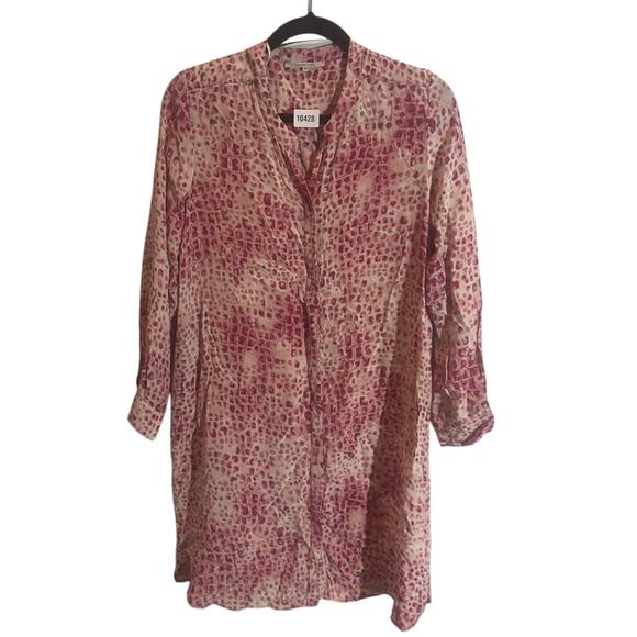 Gerard Darel 100% Silk Mini Dress Animal Print Button Front Women’s 40 (M) Pink - Picture 1 of 11